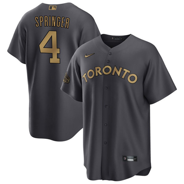 Men's Toronto Blue Jays #4 George Springer Charcoal 2022 All-Star Cool Base Stitched Baseball Jersey